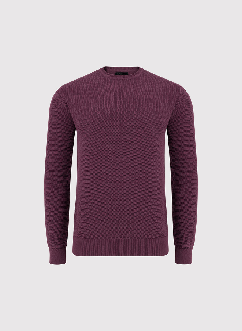 Śliwkowy sweter męski o-neck