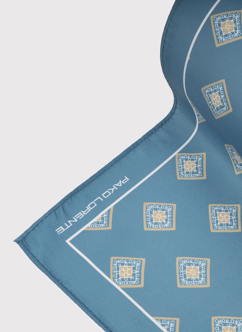 Niebieska poszetka męska w romby