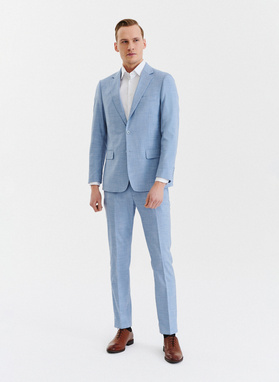 Niebieska męska marynarka garniturowa