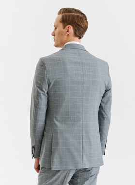 Szara marynarka garniturowa z wełną