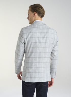 Jasnoszara marynarka męska w kratkę