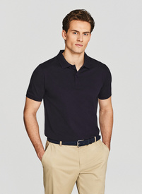 Granatowy t-shirt polo z bawełny