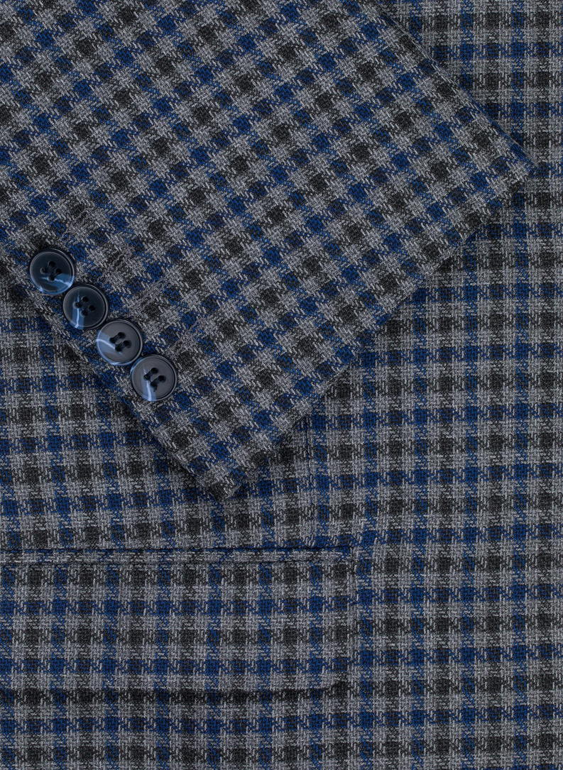 Granatowa marynarka w drobną kratę