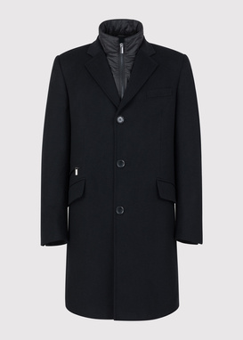 Męski czarny płaszcz z wełną