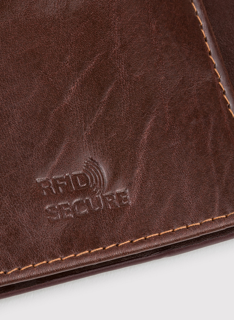 Brązowy skórzany portfel męski z klipsem na banknoty 