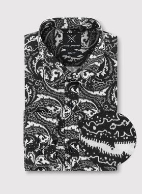 Czarna koszula w oryginalny wzór