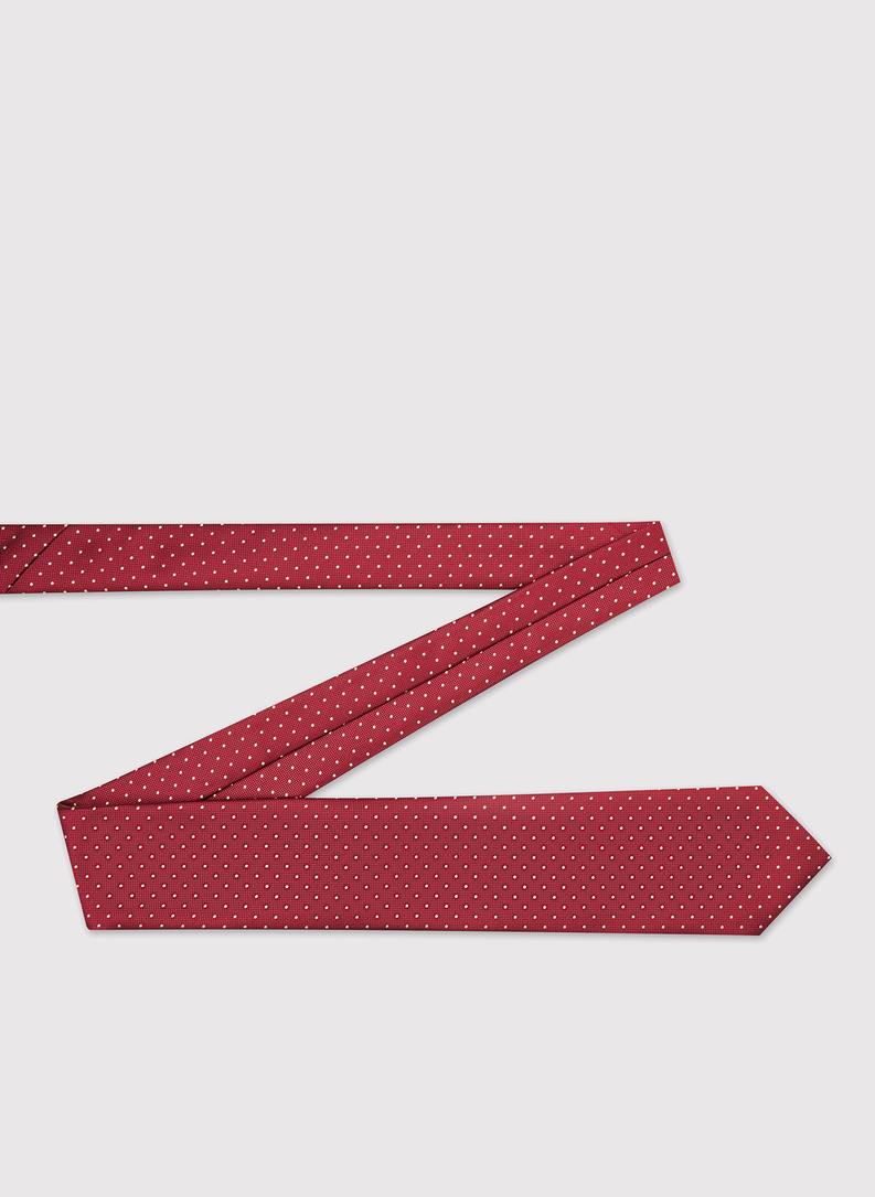 Czerwony krawat męski w kropki