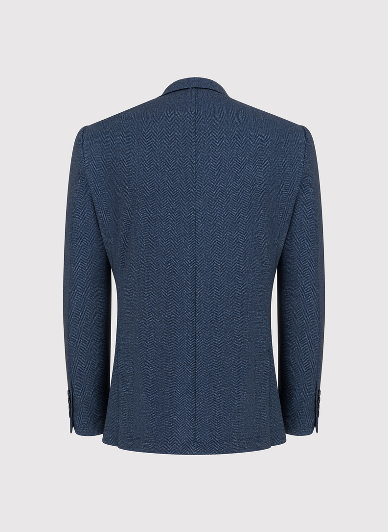 Granatowa marynarka w jodełkę