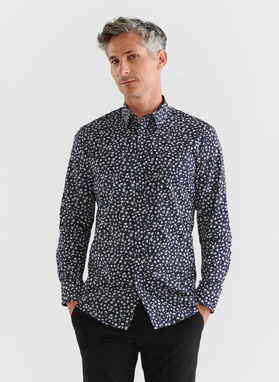 Granatowa koszula męska w kwiatki