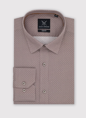 Brązowa koszula męska w mikrowzór 