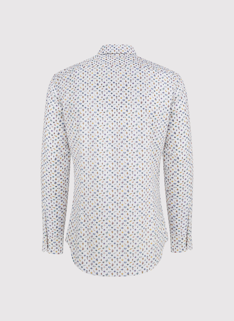 Biała koszula męska we wzór morski