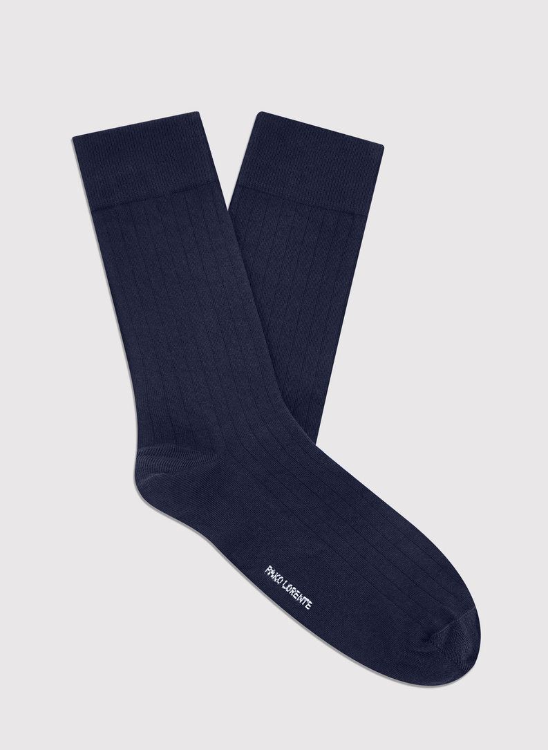 Gładkie granatowe skarpety w prążek