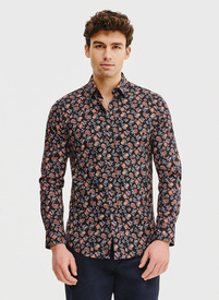 Czarna koszula męska w kwiaty