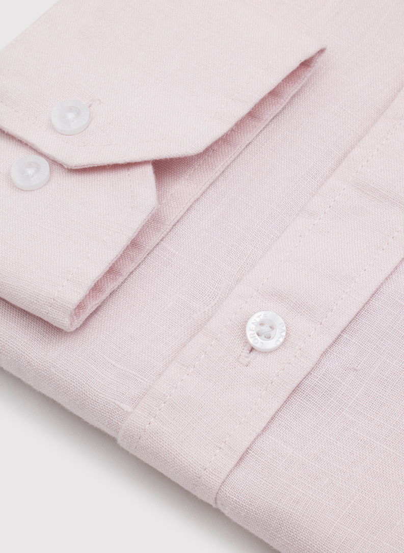 Lniana koszula męska w kolorze różowym