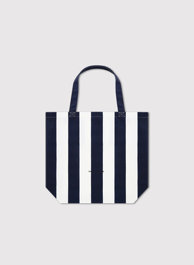 Biało-granatowa torba plażowa w pasy