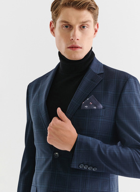 Granatowa marynarka garniturowa z wełną