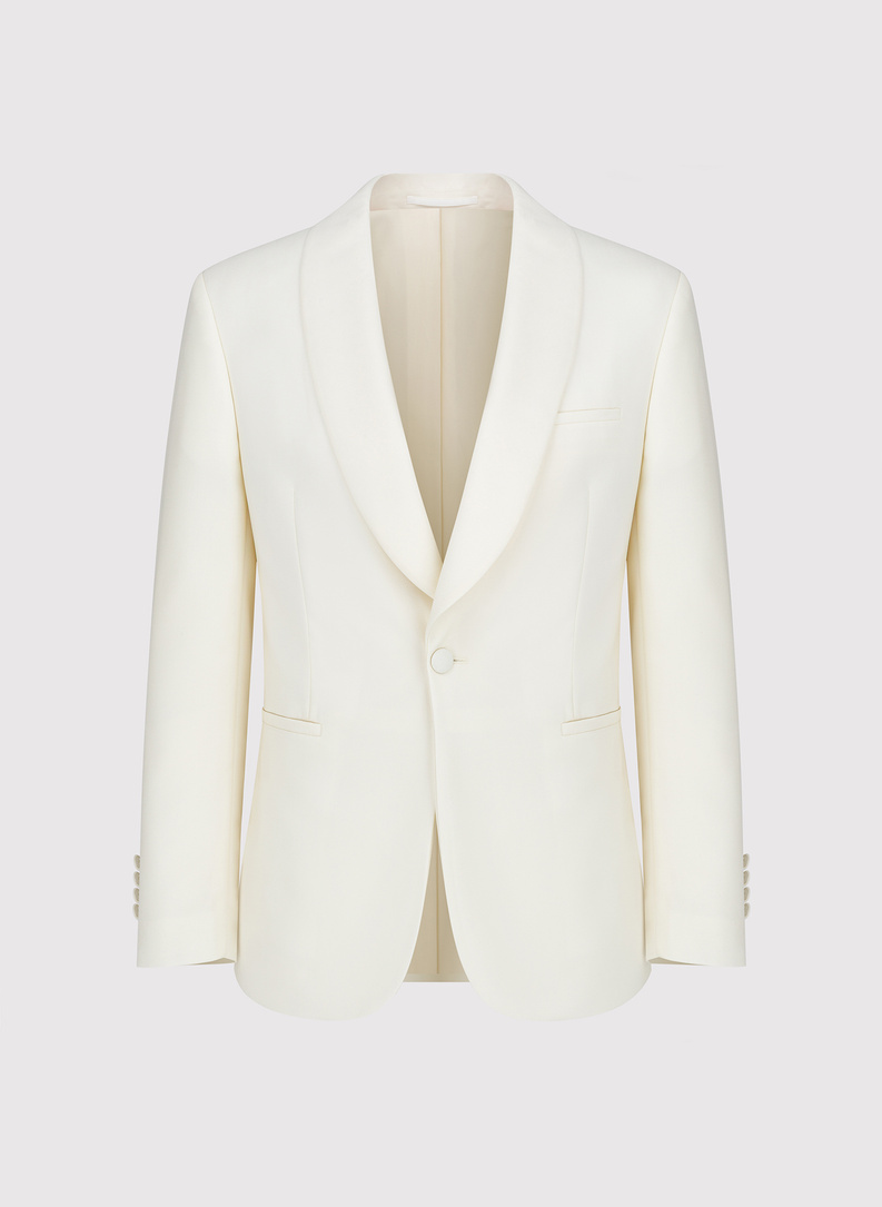 Ślubna wełniana marynarka smokingowa w kolorze ecru