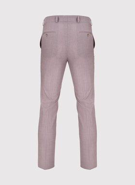 Wełniany różowy gładki garnitur męski