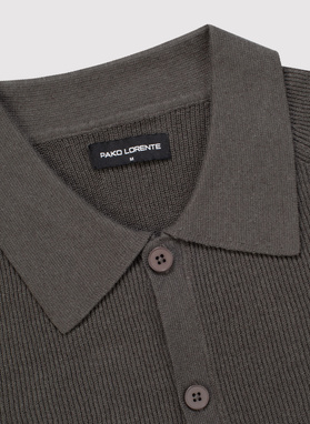 Zielone swetrowe polo z lnem