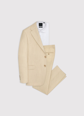 Ślubny beżowy garnitur z wełny