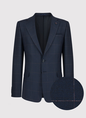 Granatowa marynarka garniturowa w kratę Windowpane