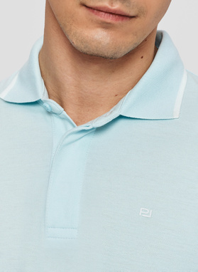 Błękitny t-shirt polo z bawełną