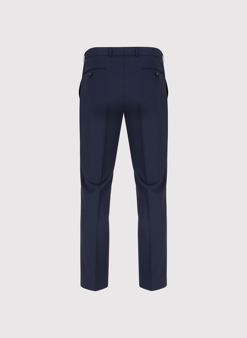 Wełniany granatowy garnitur męski