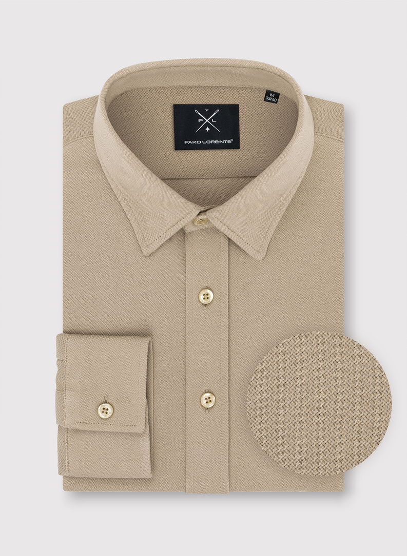 Beżowa bawełniana koszula męska