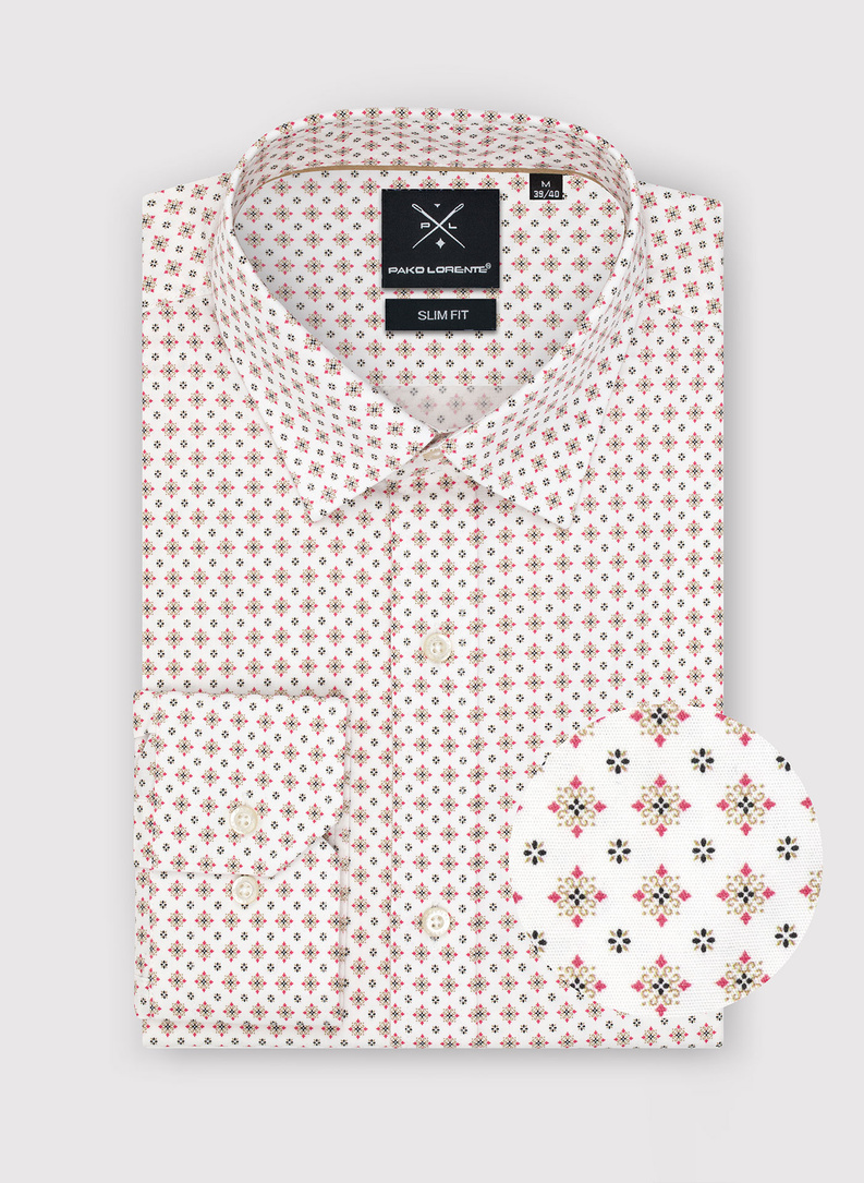 Biała koszula w mikrowzór