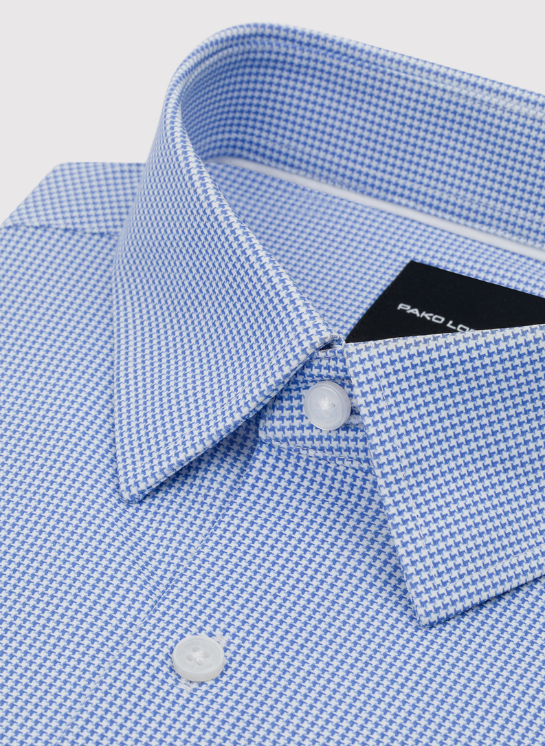 Niebieska dzianinowa koszula w pepitkę