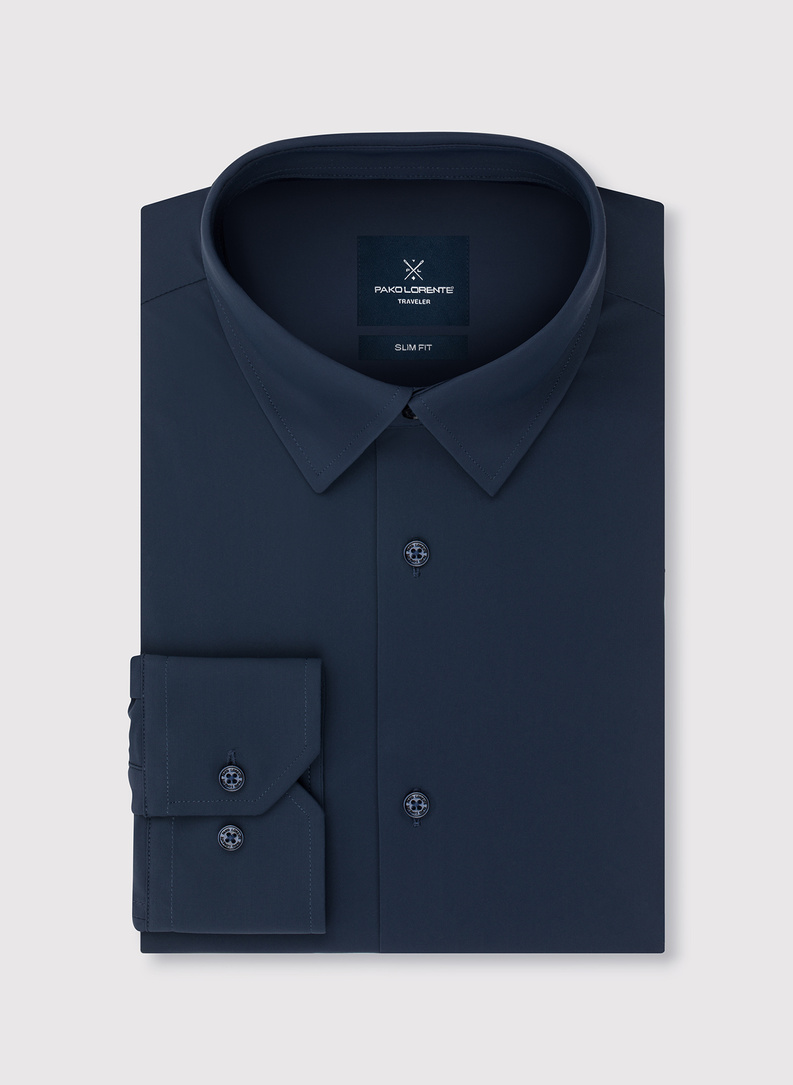 Gładka koszula męska w kolorze granatowym