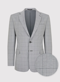 Szara wełniana marynarka garniturowa w kratę