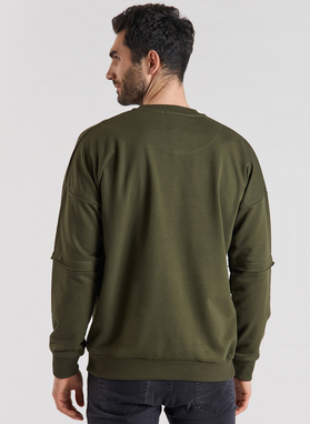 BLUZA Z OKRĄGŁYM DEKOLTEM - ZIELONA P20WF-2B-015-Z