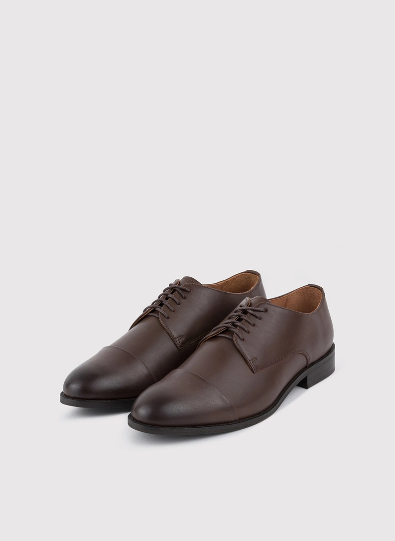 Brązowe eleganckie buty męskie - zdjecie nr 1