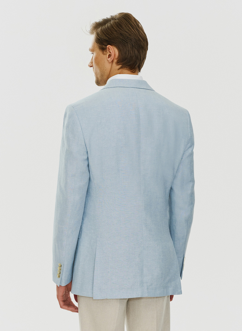 Lniana marynarka męska w kolorze niebieskim