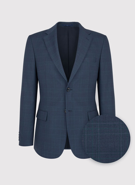 Granatowa marynarka garniturowa w kratę