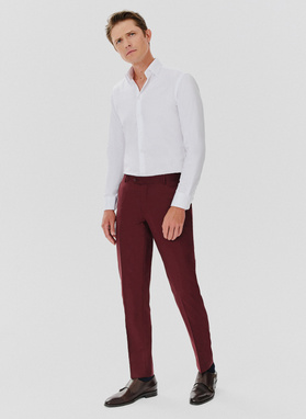 Dwuczęściowy gładki garnitur męski w kolorze burgundowym