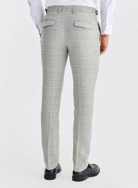 Szare spodnie garniturowe w kartkę
