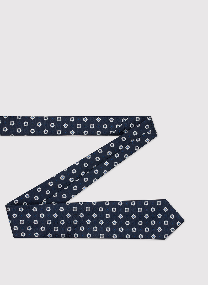 Granatowy krawat męski w kwiatki