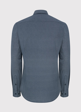 Granatowa koszula męska w geometryczny mikrowzór