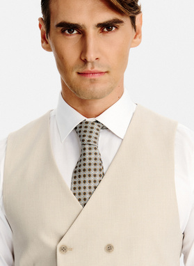 Beżowa kamizelka męska w pepitkę