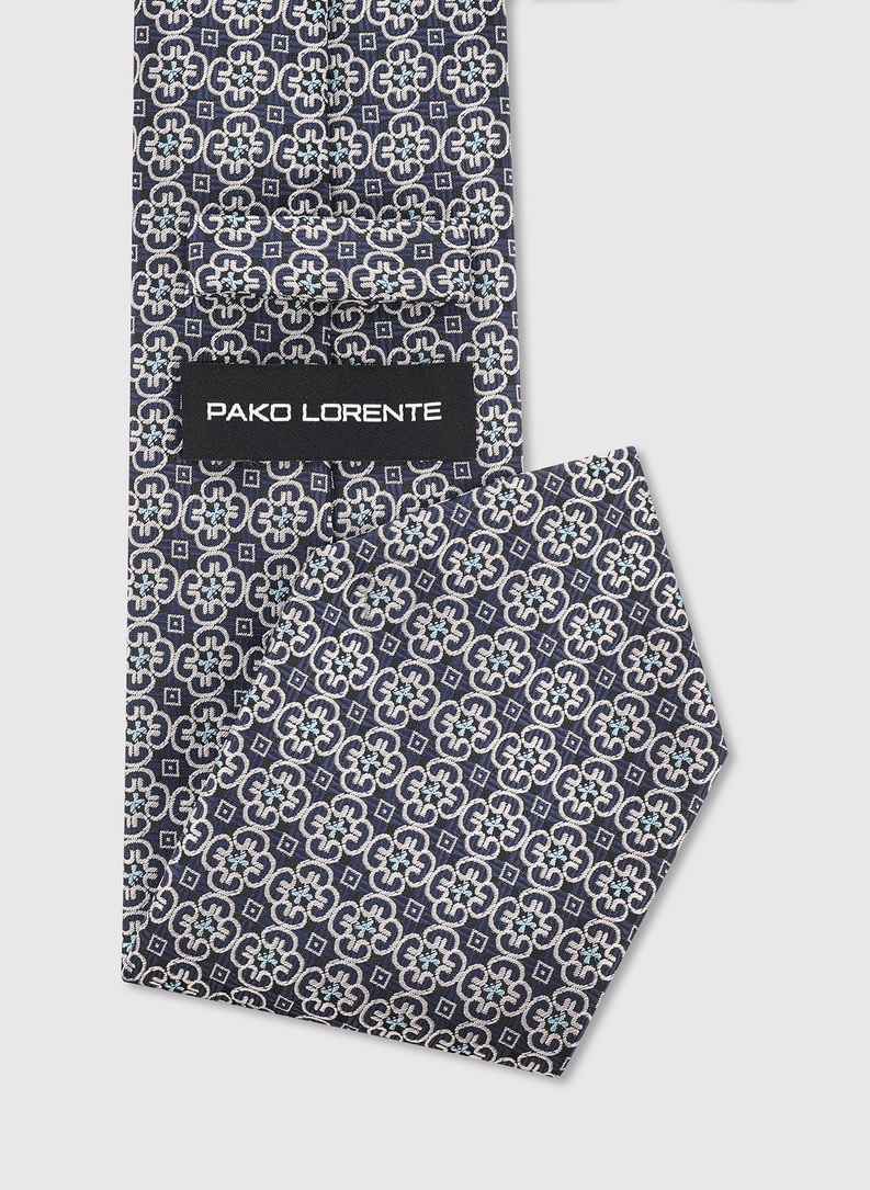 Granatowy krawat w kwiatowy wzór