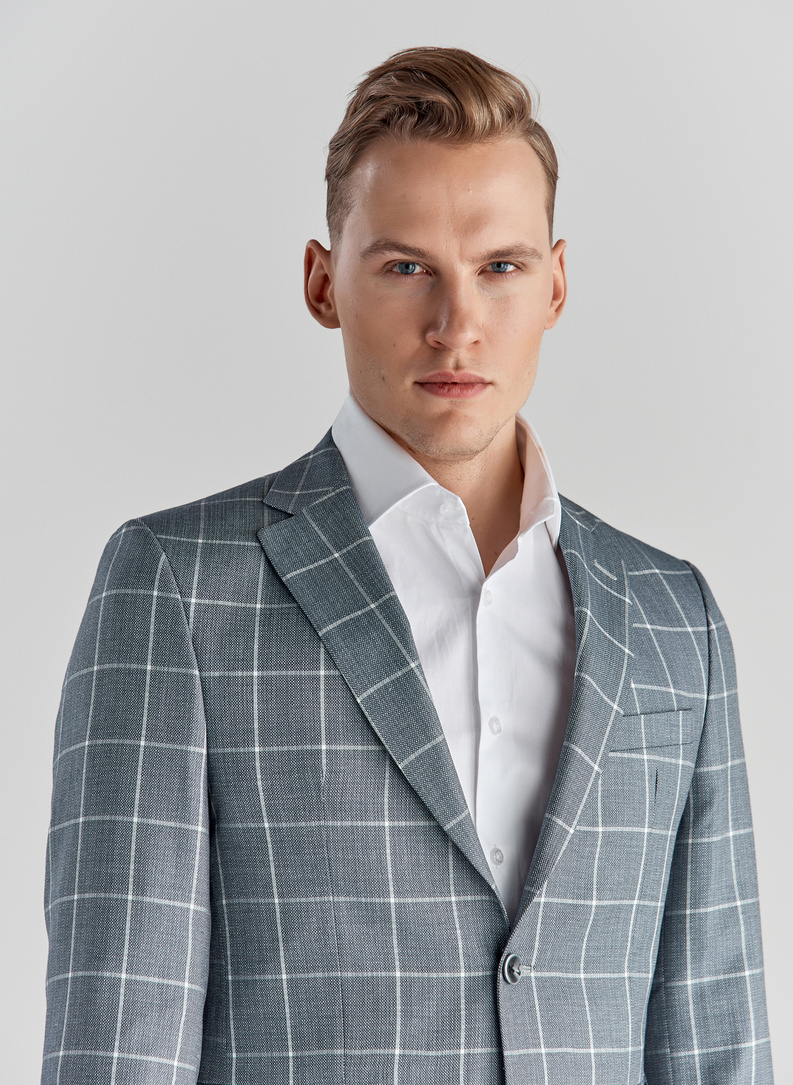 Niebieskie spodnie garniturowe P22SF-6G-012-N-S