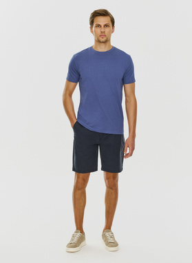 Bawełniany granatowy t-shirt z okrągłym dekoltem