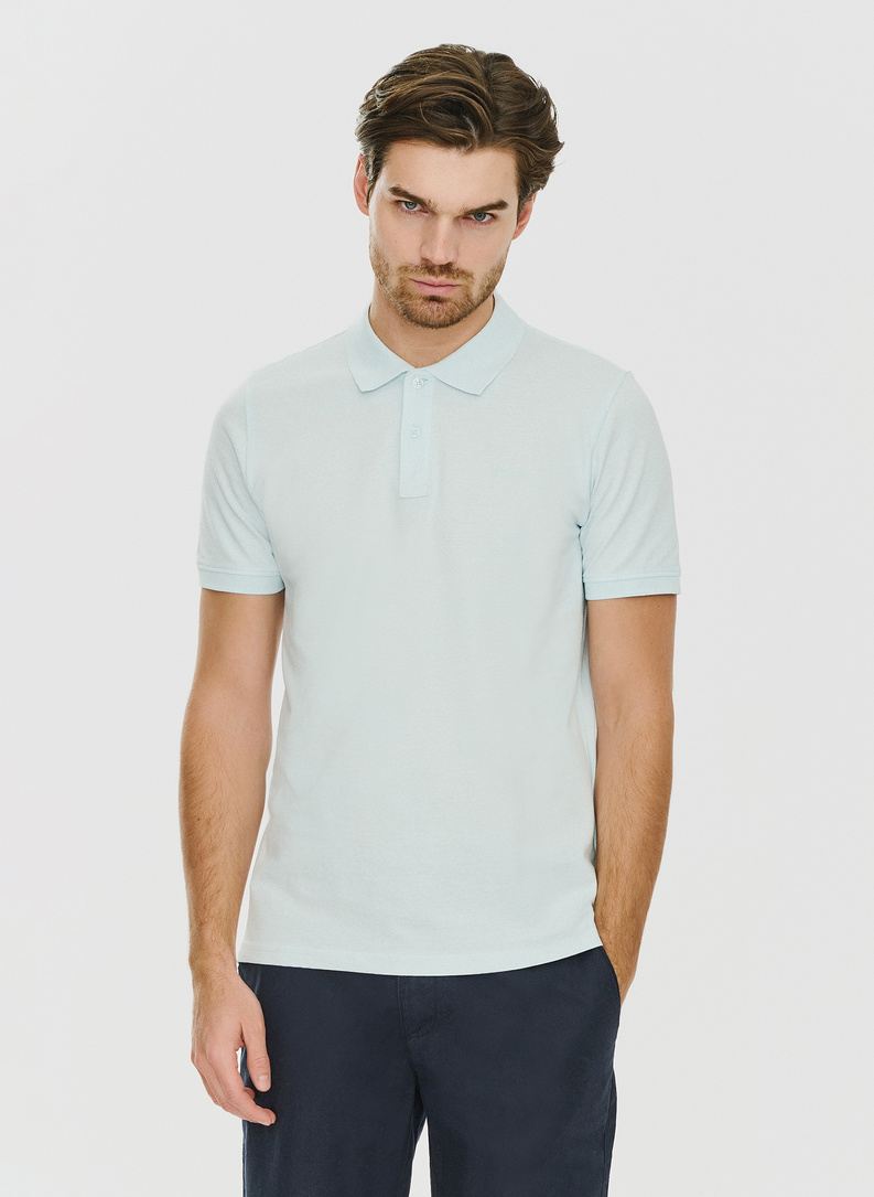 Gładki t-shirt polo w niebieskim kolorze