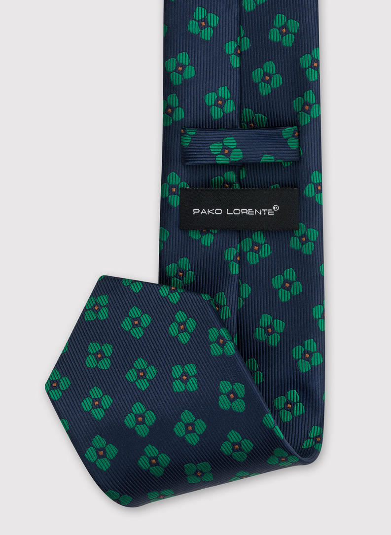 Granatowy krawat męski w kwiatki