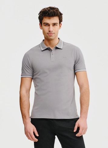 T-shirt polo w kolorze grafitowym