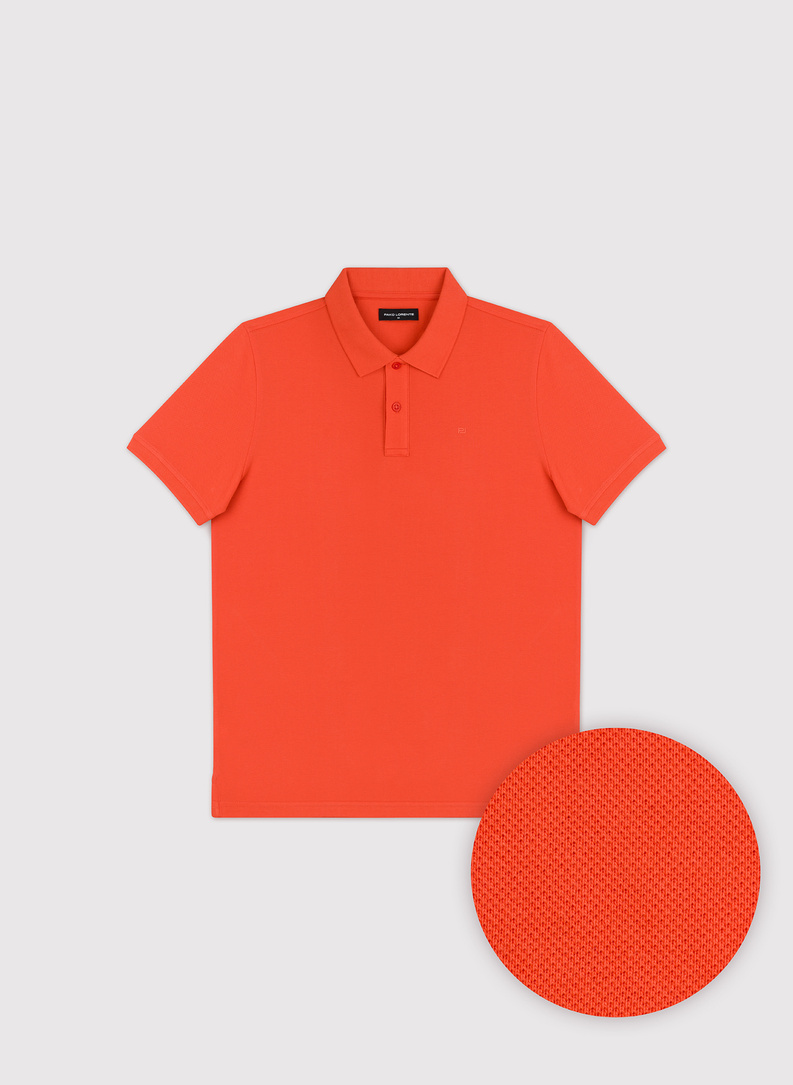 Pomarańczowe bawełniane polo męskie
