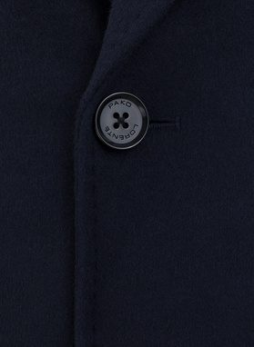 Męski granatowy płaszcz z wełną