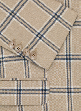 Wełniana marynarka garniturowa w kratkę w kolorze beżowym